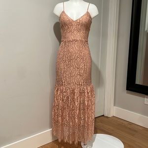 NBD Brielle midi formal pink lace dress dusty rose